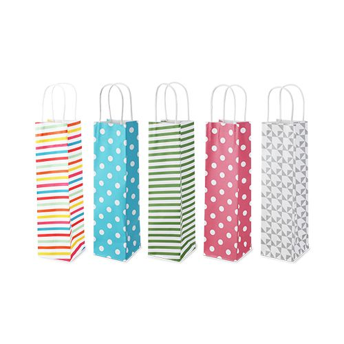 Assorted 5-pk Kraft Single-bottle Wine Bags
