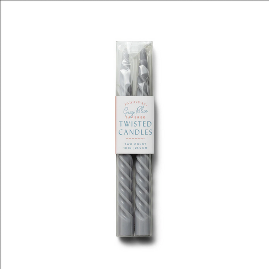 Grey Blue Twisted Taper Candles