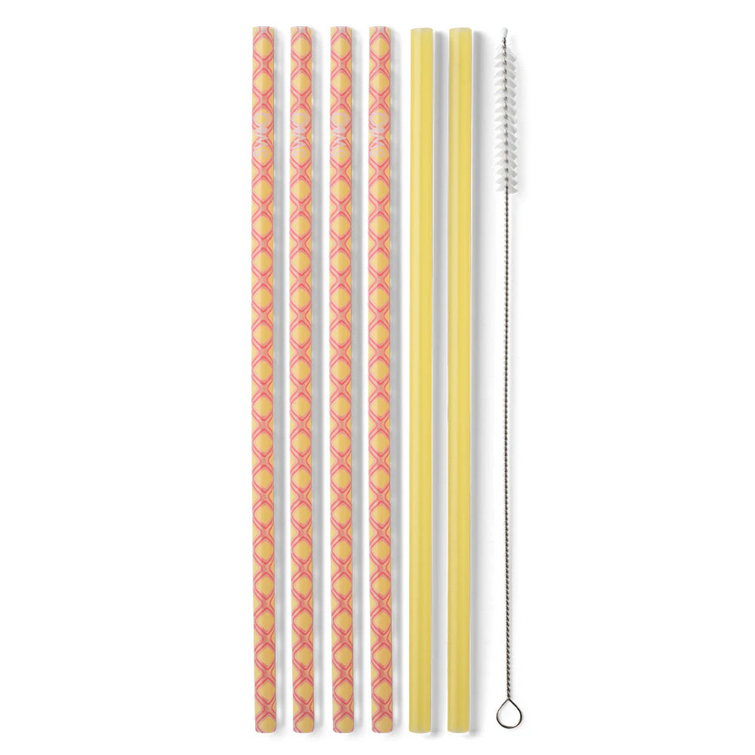 Pink Lemonade And Yellow Reusable Straw Set (Tall)