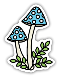 Blue Mushrooms Sticker