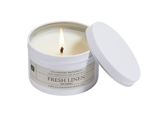 Fresh Linen Candle In White Tin