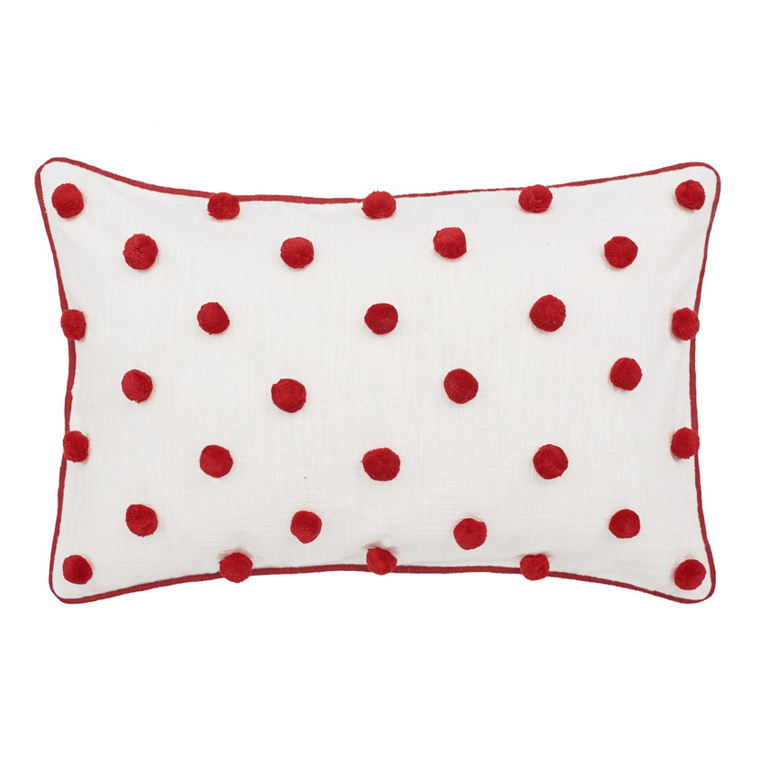 Dot Oblong Tufted Throw Pillow Ruby