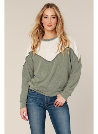 Mododoc Colorblocked Crew Neck Sweatshirt