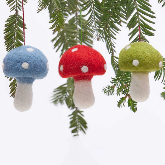 Mushroom Felt Ornament Set