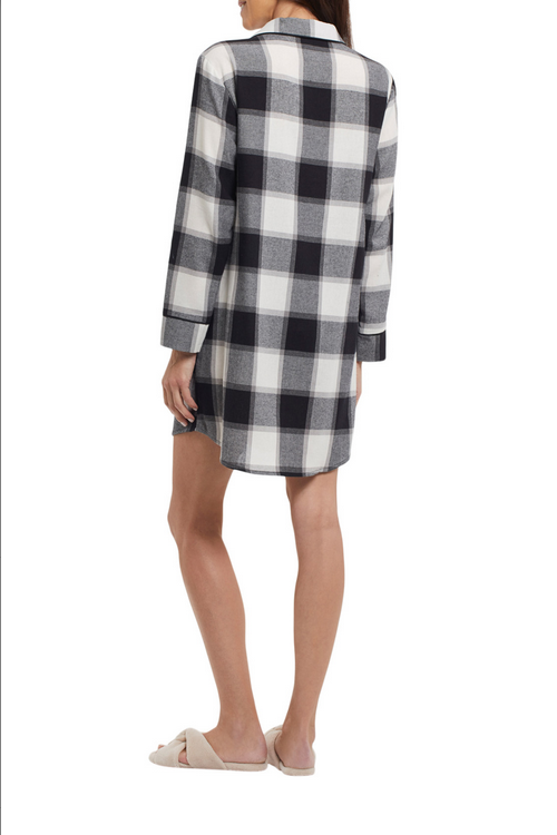Tribal Long Sleeve Button-Front Flannel Nightshirt