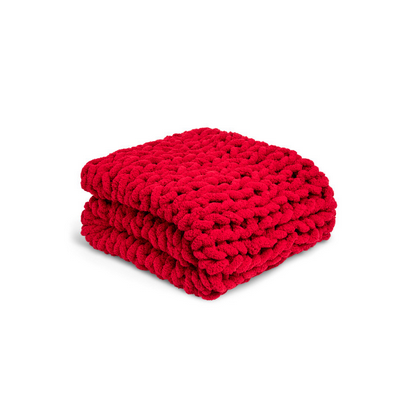 Chunky Knit Throw Blanket - Cranberry