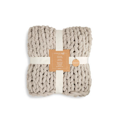 Chunky Knit Throw Blanket - Taupe
