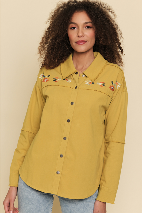 Mystree Embroidery Yoke Shirt Jacket