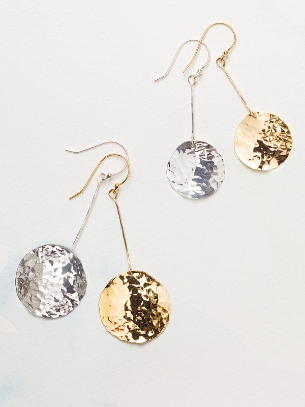 Holly Yashi Medium Mirador Earrings. Give everyday ensembles a boost with scintillating orbs of hand-hammered precious metal. Contemporary texture and shine take you seamlessly from day to night and season to season.