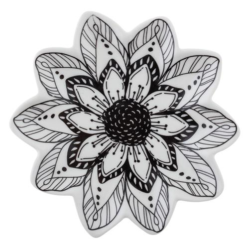 Black and White Flower Trinket Dish