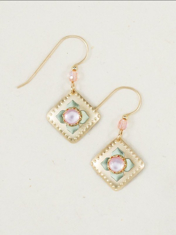 Holly Yashi Mother of Pearl/Gold Petite Four Earrings