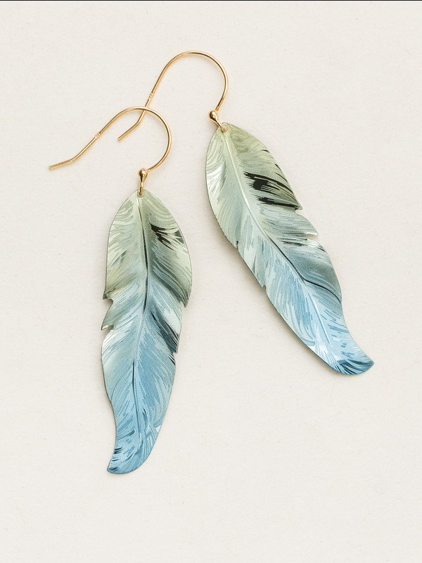 Holly Yashi Sage Free Spirit Feather Earrings