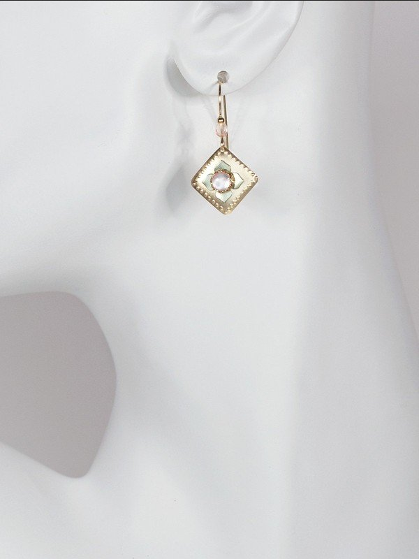 Holly Yashi Mother of Pearl/Gold Petite Four Earrings