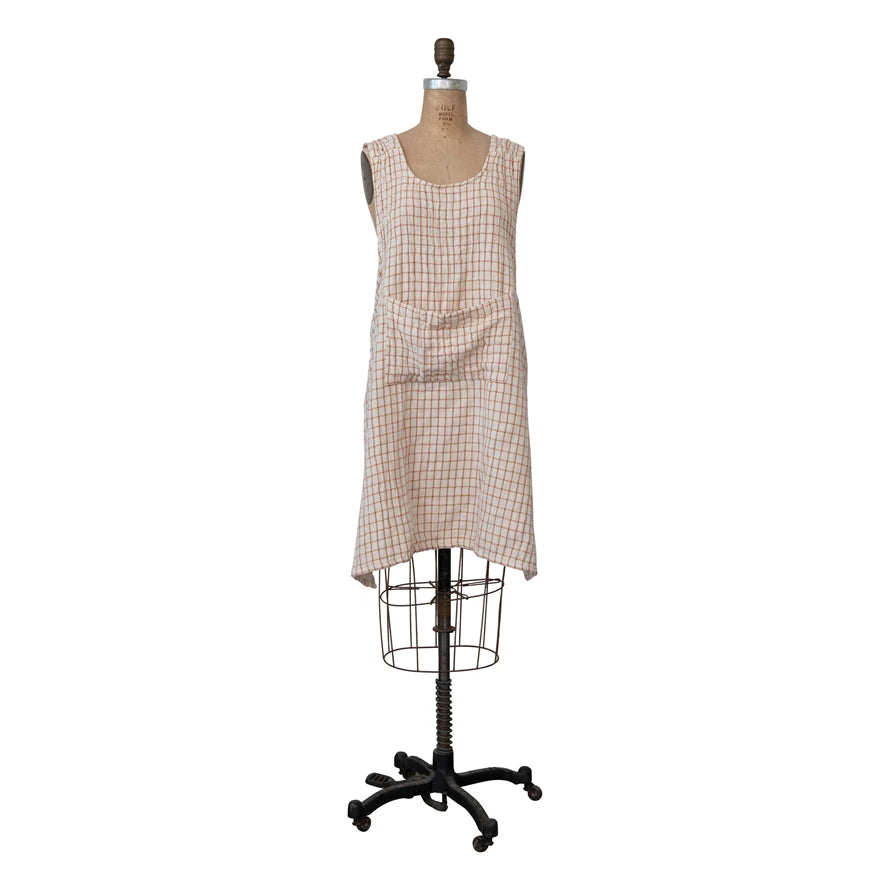Printed Apron with Grid Pattern