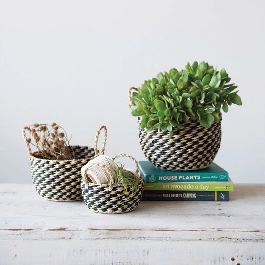 Hand-Woven Seagrass Baskets with Handles