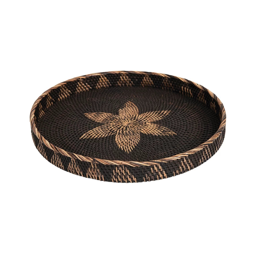Rattan Tray with Flower