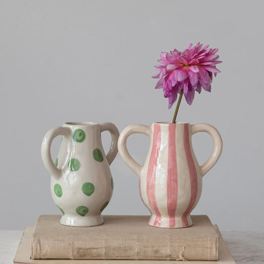 Hand-Painted Stoneware Vases