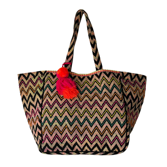 Rainbow Zig Zag Adjustable Tote Bag