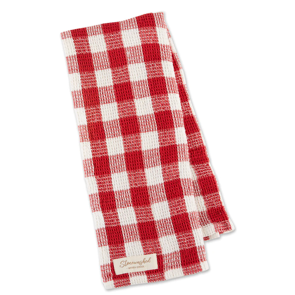 Red Cider Checker Washed Waffle Dishtowel