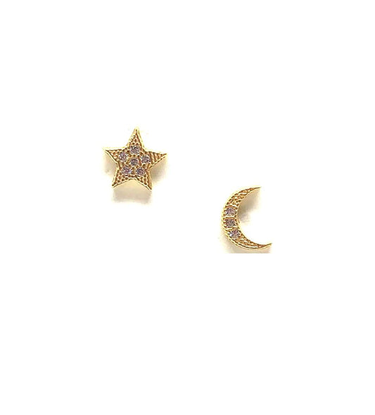 Athena Designs Micro Pave Moon & Star Stud