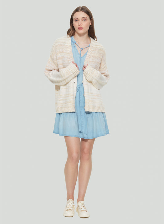 Dex Ombre Cardigan Sweater Neutral Ombre